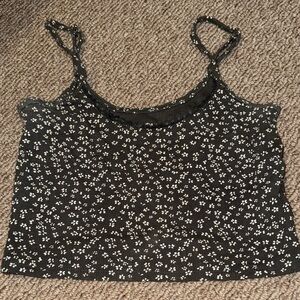Harlow Black Crop Camisole with White Floral Ditsy Print